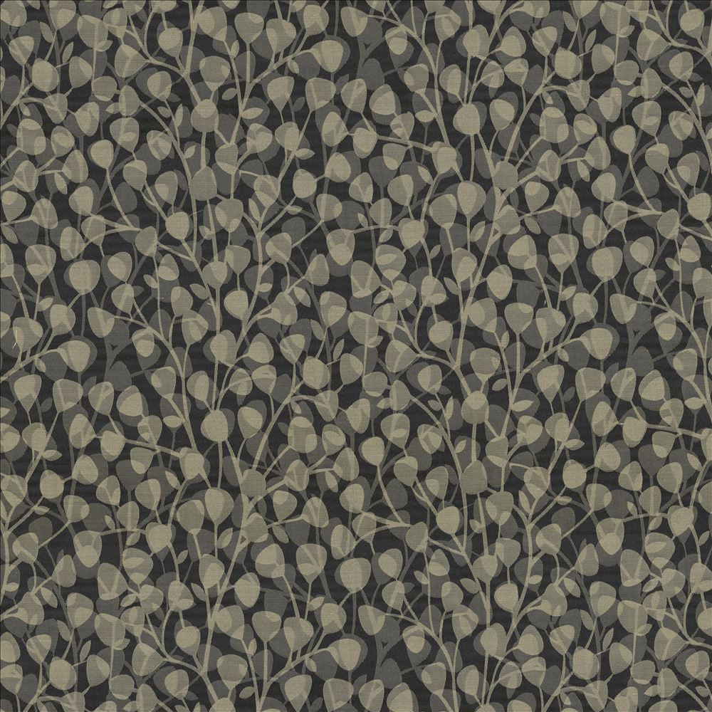 Leaf Overlay Carbon  by Kasmir Designer Fabric 5118 100% Polyester
 USA 39,000 Wyzenbeek Double Rubs Horizontal: 29 2/8 inches and Vertical: 32 2/8 inches 57  - Swanky Fabrics -