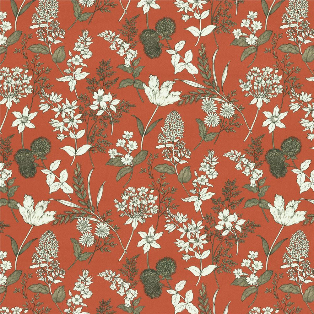 Lily Chili by Kasmir Designer Fabric See sample 100% Cotton
 SPAIN 35,000 Wyzenbeek Double Rubs </p><p>Repeat: Horizontal: 27 inches and Vertical: 27 inches 54 - Swanky Fabrics -