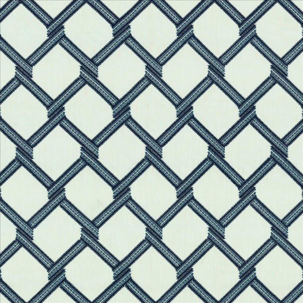 Link Navy by Kasmir Designer Fabric 5156 73% Polyester 27% Cotton INDIA Not Tested Horizontal: 6 4/8 inches and Vertical: 9 2/8 inches 54 - Swanky Fabrics -