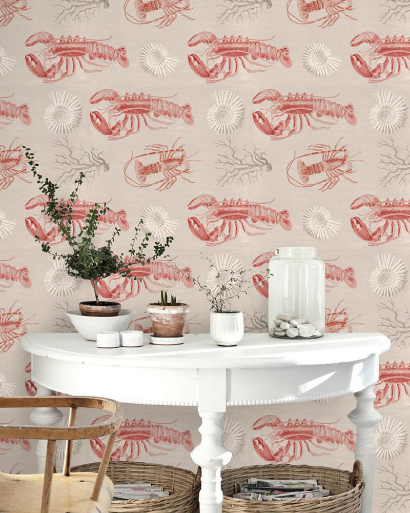 Mind The Gap Wallpaper LOBSTER Taupe Premium Wallpaper (WP20013) | WP20013 | WALLPAPER DESIGNER COLLECTION | 3 rolls x 20.5 x 118.1 in | 0.52m / 20.5in | 3m / 118in | 4.65mp | 52cm / 20.5in | Red, Taupe | Non-woven | Paste the wall | 3-rolls in a box | Fabric Carolina | https://www.fabriccarolina.com/