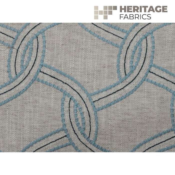 Lucerne Cornflower by Heritage Fabric - 67% Cotton 33% Polyester India 21,000 Horizontal: 5.25" and Vertical: 6.25" 54" - Fabric Carolina -