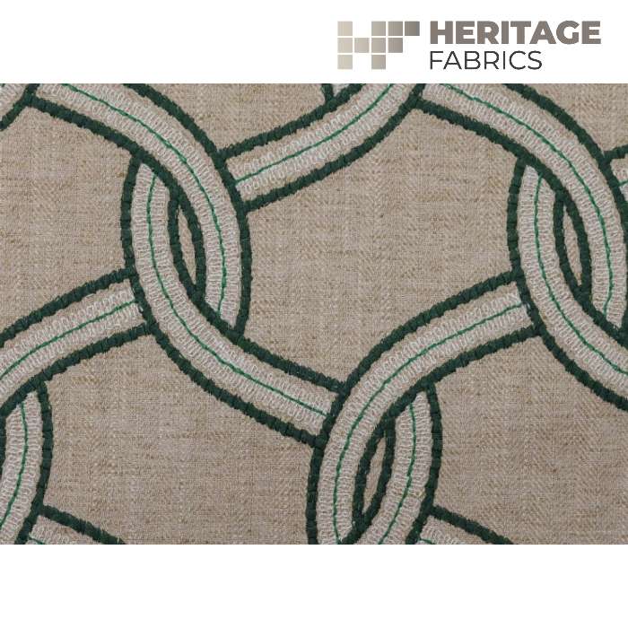 Lucerne Pine by Heritage Fabric - 67% Cotton 33% Polyester India 21,000 Horizontal: 5.25" and Vertical: 6.25" 54" - Fabric Carolina -