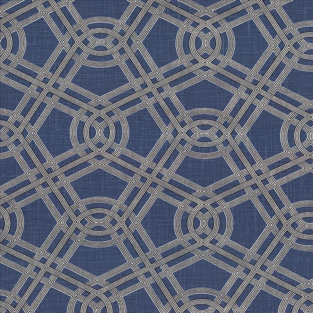 Macrame Bluebird by Kasmir Designer Fabric 5088 55% Linen 45% Cotton CHINA 15,000 Wyzenbeek Double Rubs Horizontal: 13 4/8 inches and Vertical: 12 2/8 inches 54 - Swanky Fabrics -
