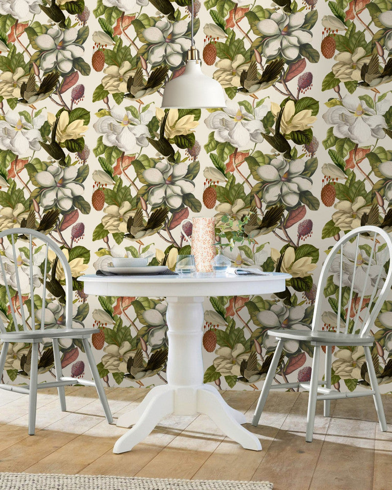 Magnolia Taupe Wallpaper by Mind the Gap Designer Wallpaper PREMIUM DESIGNER WALLPAPER COLLECTION Non-woven Made in Europe Paste the wall 3 rolls x 20.5 x 3.25 yards - Swanky Fabrics -
