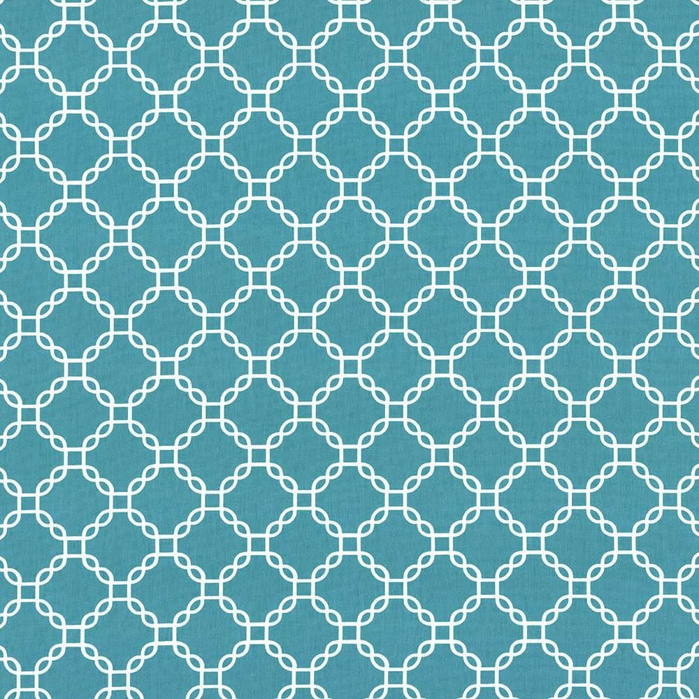 Mahina Trellis Turquoise by Kasmir Designer Fabric 5107 100% Cotton USA 51,000 Wyzenbeek Double Rubs Horizontal: 4 4/8 inches and Vertical: 4 4/8 inches 53 - 54 - Swanky Fabrics -