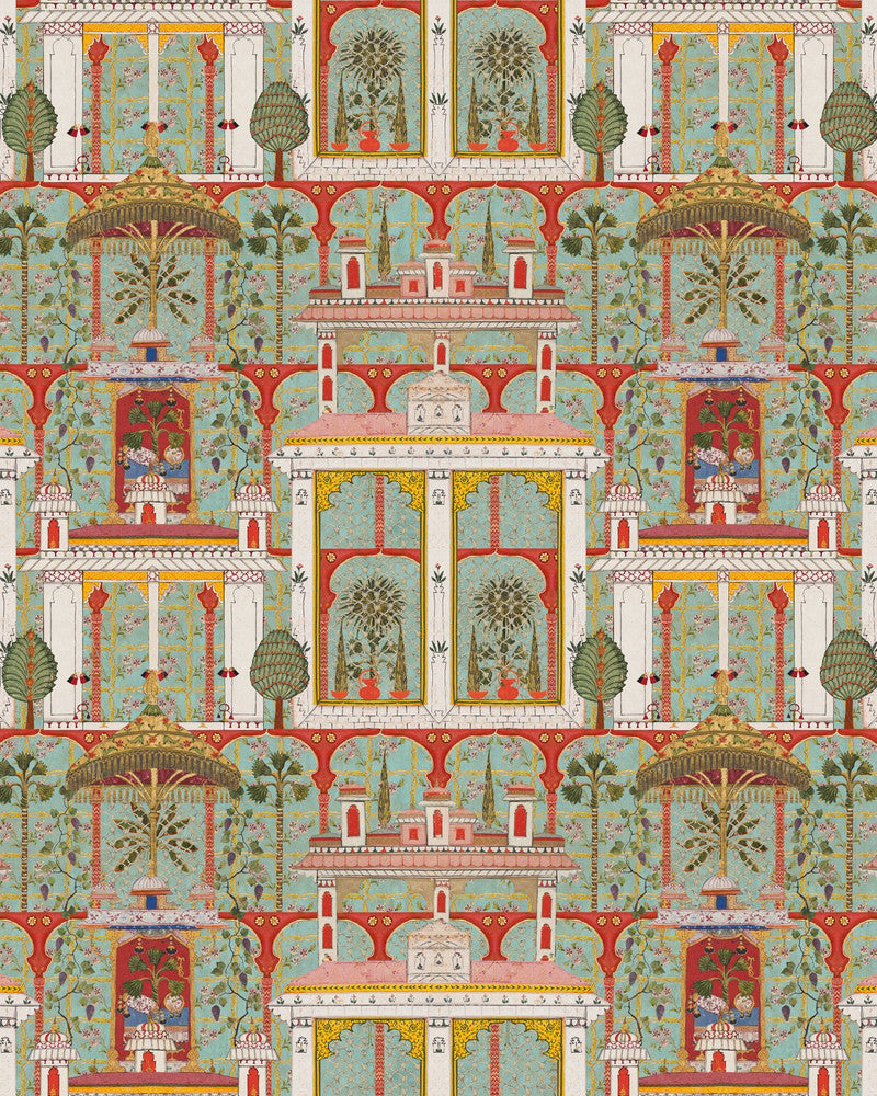 Majorelle Garden Agate Wallpaper by Mind the Gap Designer Wallpaper TALES OF MAGHREB Textured Matte Made in Europe Paste the wall 3 rolls x 20.5 x 3.25 yards - Swanky Fabrics -