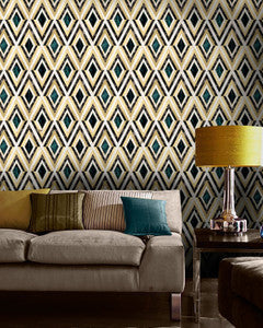 Mind the Gap Wallpaper Mind The Gap   DIAMONDS in Brass Metallic edition   (WP20292)