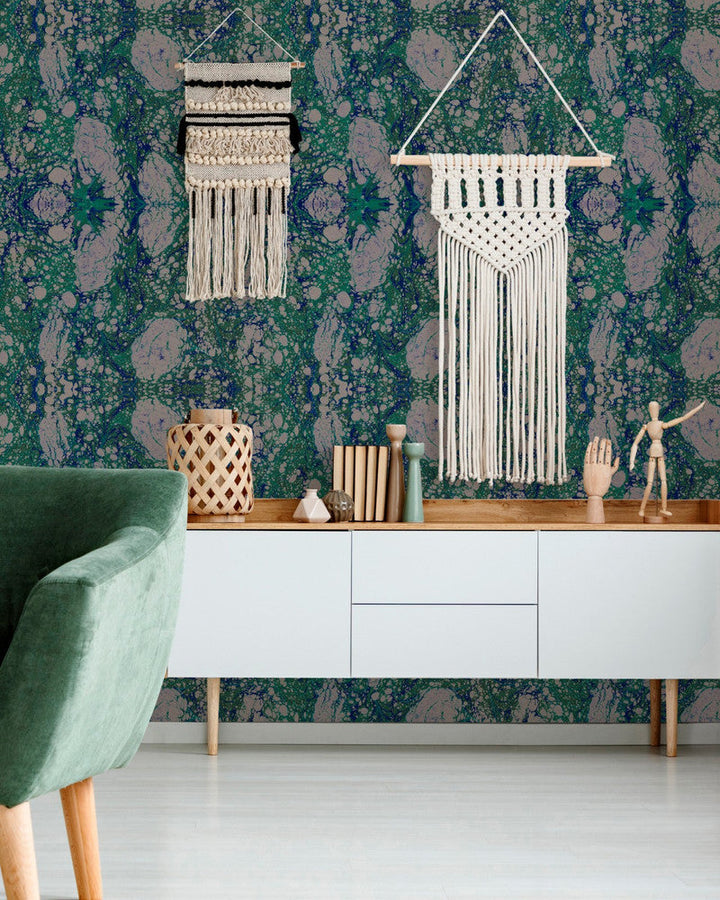Marbled Paper Wallpaper by Mind the Gap Designer Wallpaper THE WALLPAPER COLLECTABLES Textured Matte Made in Europe Paste the wall 3 rolls x 20.5 x 3.25 yards - Swanky Fabrics -