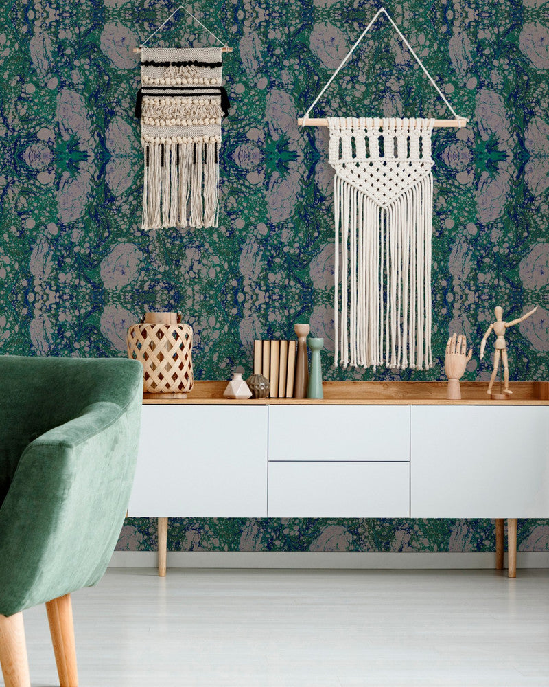 Marbled Paper Wallpaper by Mind the Gap Designer Wallpaper THE WALLPAPER COLLECTABLES Textured Matte Made in Europe Paste the wall 3 rolls x 20.5 x 3.25 yards - Swanky Fabrics -