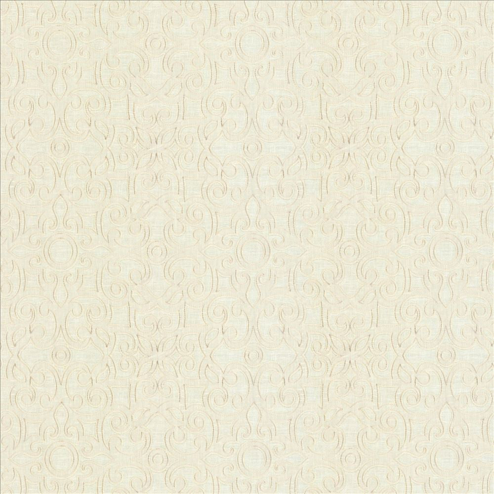 Marvelous Scroll Ivory by Kasmir Designer Fabric 5111 70% Polyester 30% Cotton INDIA Not Tested Horizontal: 10 inches and Vertical: 9 inches 51 - 56 - Swanky Fabrics -