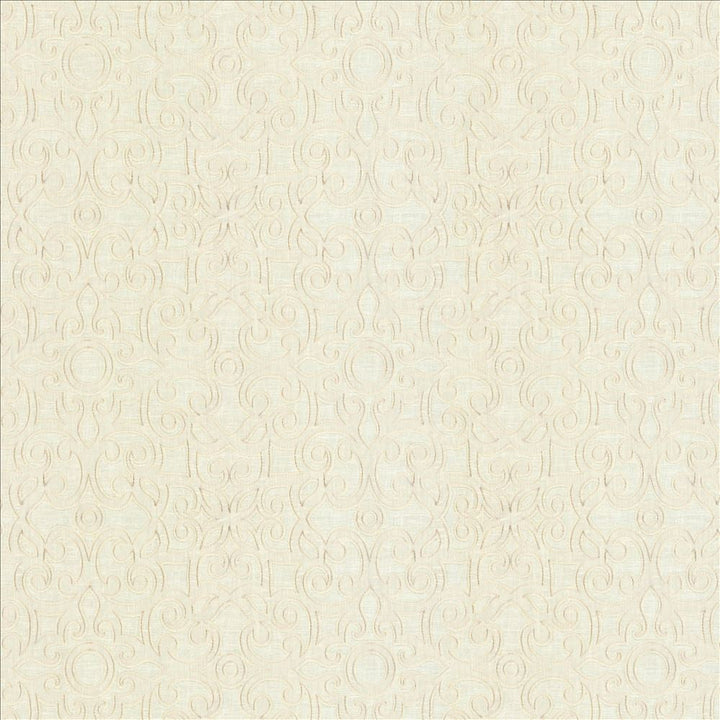Marvelous Scroll Ivory by Kasmir Designer Fabric 5111 70% Polyester 30% Cotton INDIA Not Tested Horizontal: 10 inches and Vertical: 9 inches 51 - 56 - Swanky Fabrics -