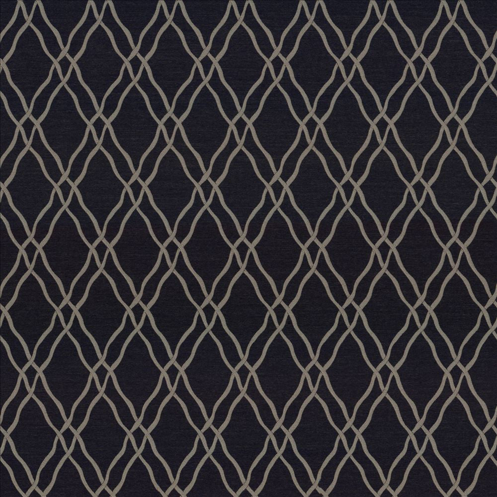 Meander Trellis Charcoal  by Kasmir Designer Fabric 5068 100% Polyester
 CHINA 15,000 Wyzenbeek Double Rubs Horizontal: 3 4/8 inches and Vertical: 7 6/8 inches 56  - Swanky Fabrics -
