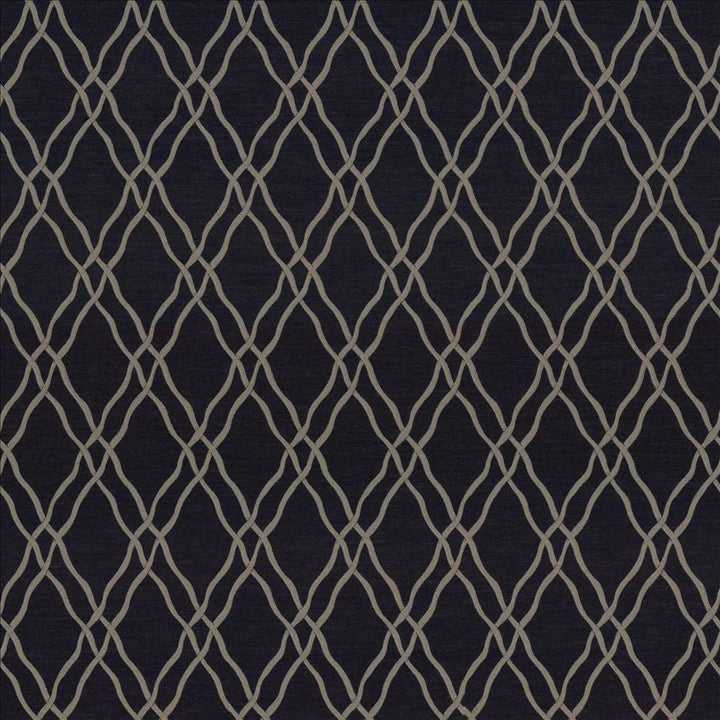 Meander Trellis Charcoal by Kasmir Designer Fabric 5068 100% Polyester CHINA 15,000 Wyzenbeek Double Rubs Horizontal: 3 4/8 inches and Vertical: 7 6/8 inches 56 - 57 - Swanky Fabrics -