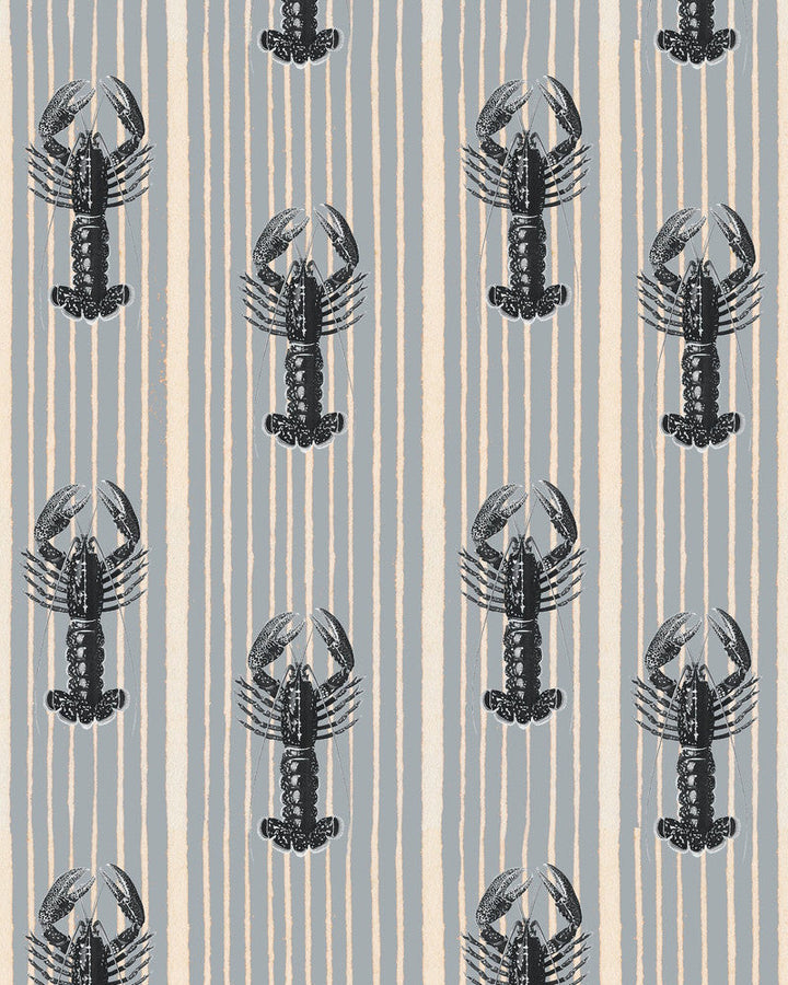 Mediterranean Lobsters Light Grey Wallpaper by Mind the Gap Designer Wallpaper SUNDANCE VILLA Satin Matte Made in Europe Paste the wall 1 roll x 20.5 x 10.9 yards - Swanky Fabrics -