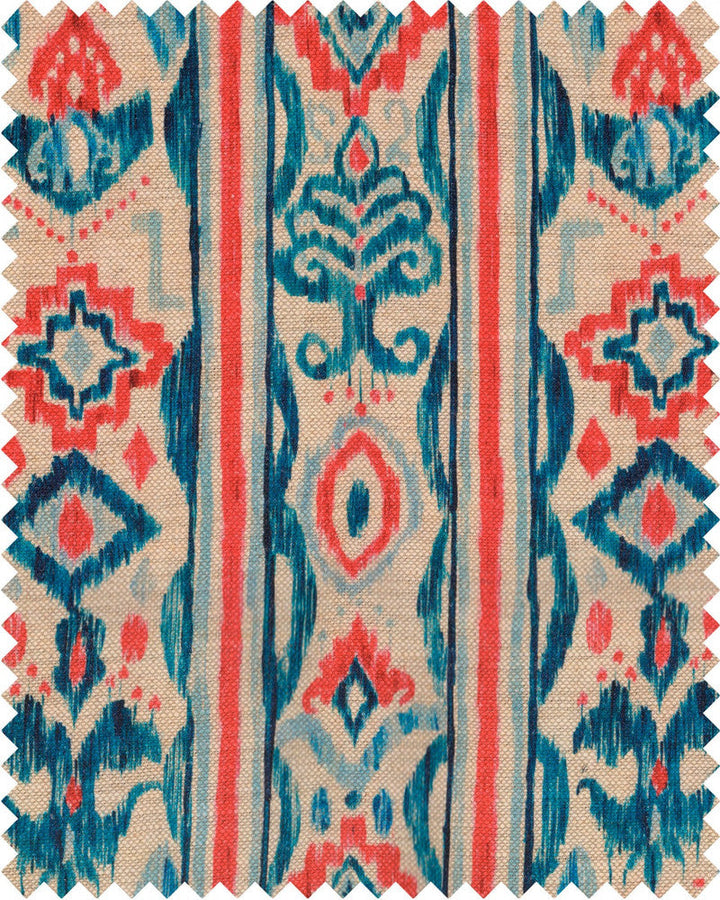 Mind The Gap Fabric MEDITERRANEO IKAT Linen (FB00062) | FB00062 | SUNDANCE VILLA | Indigo, Red, White | Fabric Carolina | https://www.fabriccarolina.com/