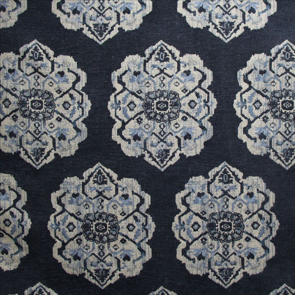 Mikasa Prussian  by Kasmir Designer Fabric 1477 100% Polyester  CHINA  </p><p>Repeat: Horizontal: 14 4/8 inches and Vertical: 28 4/8 inches 58  - Swanky Fabrics -