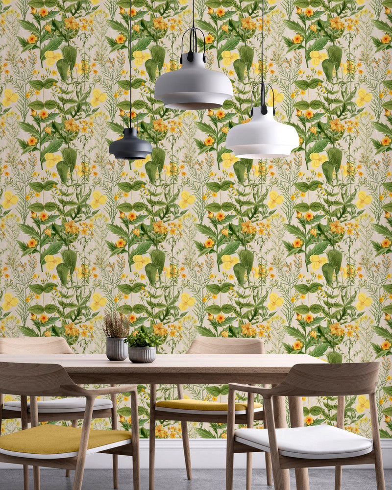 Mind The Gap Wallpaper MIMULUS Wallpaper (WP20323) | WP20323 | THE WALLPAPER COLLECTABLES | 3 rolls x 20.5 x 118.1 in | 0.52m / 20.5in | 3m / 118in | 4.65mp | 60cm / 23.6in | Green, Taupe, Yellow | Textured Matte | Paste the wall | 3-rolls in a box | Fabric Carolina | https://www.fabriccarolina.com/