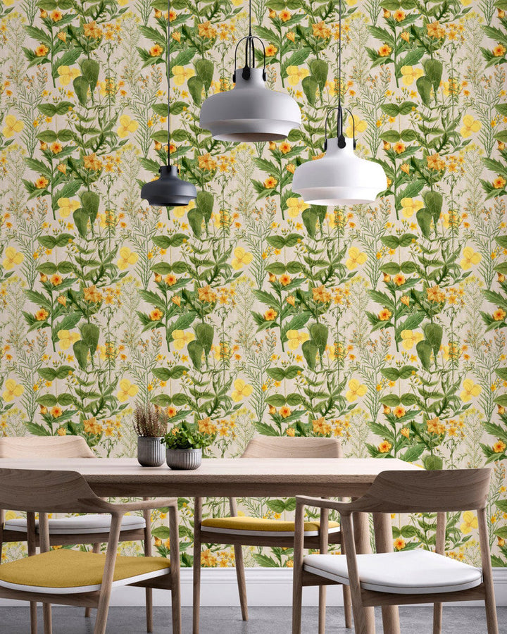 Mind The Gap Wallpaper MIMULUS Wallpaper (WP20323) | WP20323 | THE WALLPAPER COLLECTABLES | 3 rolls x 20.5 x 118.1 in | 0.52m / 20.5in | 3m / 118in | 4.65mp | 60cm / 23.6in | Green, Taupe, Yellow | Textured Matte | Paste the wall | 3-rolls in a box | Fabric Carolina | https://www.fabriccarolina.com/