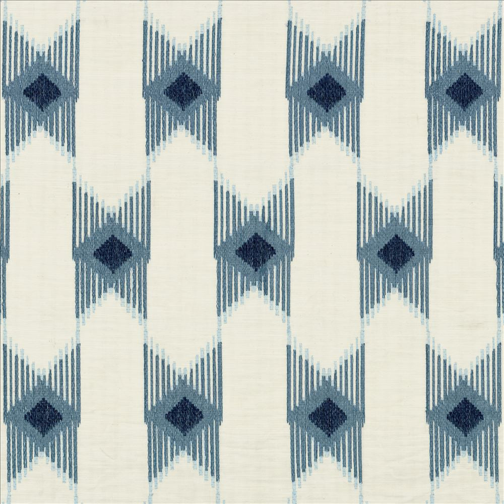 Minnetonka Blue by Kasmir Designer Fabric See sample 80% Cotton
20% Rayon
 INDIA 50,000 Wyzenbeek Double Rubs </p><p>Repeat: Horizontal: 6 5/8 inches and Vertical: 15 2/8 inches 54 - Swanky Fabrics -