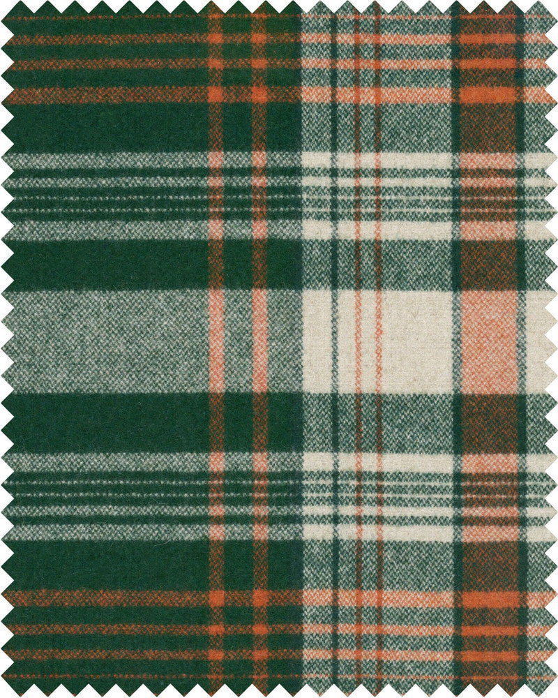 Monterey Plaid Green Woven Fabric by Mind the Gap Designer Fabric WOODSTOCK '69 LIFESTYLE COLLECTION 70% Wool, 30% other fibres Made in Italy W 50cm x L 50cm / W 19.6in x L 19.6in 59.05in - Swanky Fabrics -