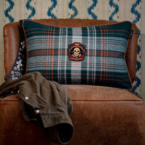 Mind the Gap Pillow Mind The Gap MONTEREY PLAID Green Wool Cushion (LC40155)