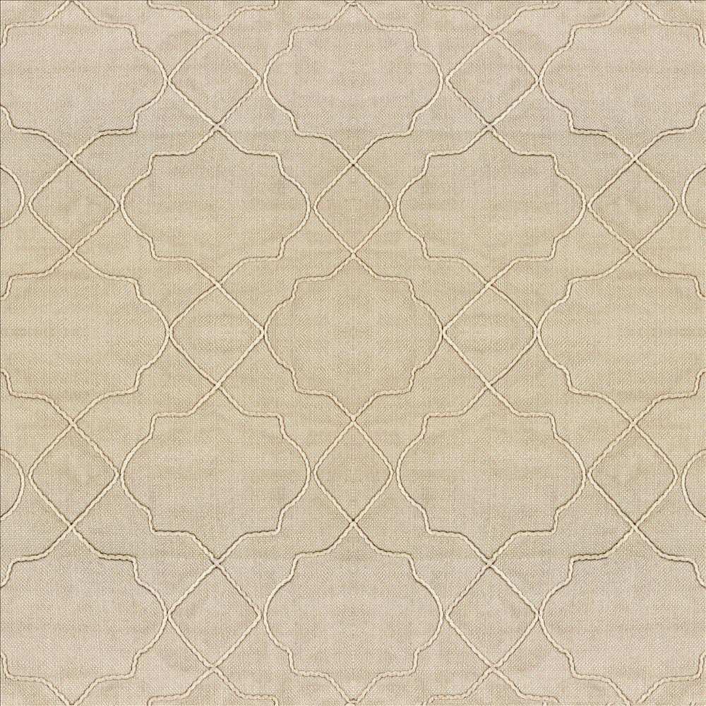 Moroccan Trellis Natural by Kasmir Designer Fabric 5111 100% Polyester CHINA Not Tested Horizontal: 7 4/8 inches and Vertical: 8 inches 57 - 59 - Swanky Fabrics -