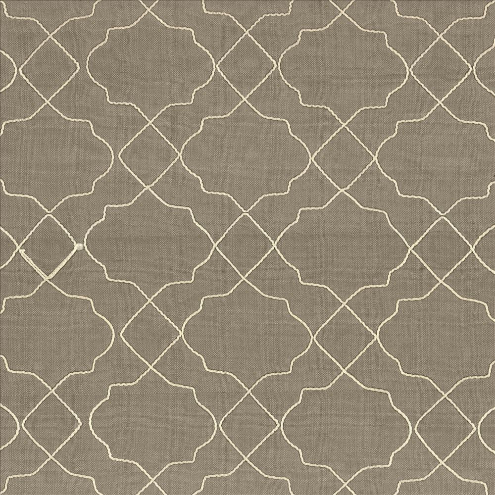 Moroccan Trellis Silver Cloud  by Kasmir Designer Fabric 5111 100% Polyester
 CHINA Not Tested Horizontal: 7 4/8 inches and Vertical: 8 inches 57  - Swanky Fabrics -