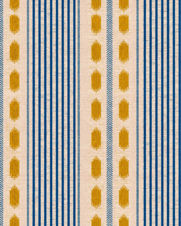 Mind The Gap Wallpaper MOUASSINE Turmeric Wallpaper (WP20758) | WP20758 | TALES OF MAGHREB | 1 roll x 20.47 x 354.33 in | 0.52m / 20.5in | 9m / 354in | 4.68mp | 52cm / 20.5in | Blue, Taupe, Yellow | Textured Matte | Paste the wall | 1-roll in a box | Fabric Carolina | https://www.fabriccarolina.com/
