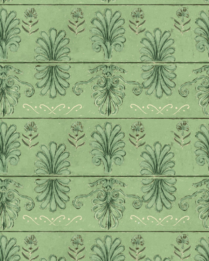 Mind The Gap Wallpaper MYKONOS VILLA MOTIF Island Green Wallpaper (WP30040) | WP30040 | SUNDANCE VILLA | 1 roll x 20.5 x 393.7 in | 0.52m / 20.5in | 10m / 393.7in | 5.20mp | 56.5cm / 22.2in | Green, Taupe | Satin Matte | Paste the wall | 1-roll in a box | Fabric Carolina | https://www.fabriccarolina.com/