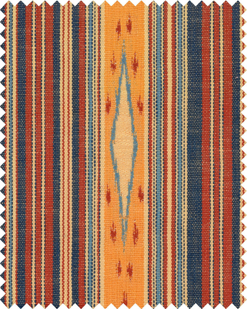 Mind The Gap Fabric NEYSHABOUR Woven Fabric (FB00083) | FB00083 | WOODSTOCK '69 LIFESTYLE COLLECTION | Blue, Orange, Red, Yellow | Fabric Carolina | https://www.fabriccarolina.com/