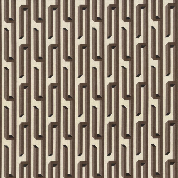 Nobu Fret Chocolate  by Kasmir Designer Fabric 5084 100% Cotton
 USA 12,000 Wyzenbeek Double Rubs Horizontal: 3 2/8 inches and Vertical: 4 4/8 inches 54  - Swanky Fabrics -
