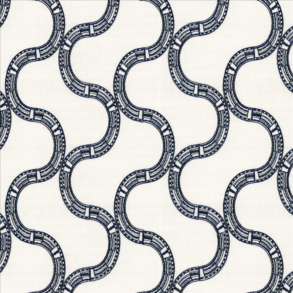 Nubia Navy  by Kasmir Designer Fabric 1463 80% Cotton
20% Rayon
 INDIA 15,000 Wyzenbeek Double Rubs Horizontal: 6 2/8 inches and Vertical: 7 4/8 inches 54  - Swanky Fabrics -