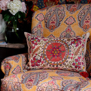 Mind the Gap Pillow Mind The Gap NURATA SUZANI Silk Embroidered Cushion (LC40166)