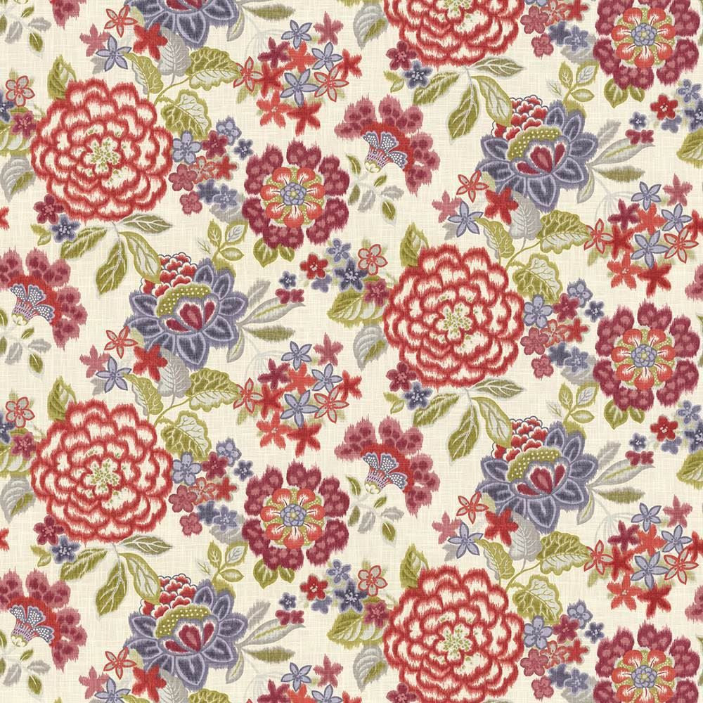 Oleana Pomegranate by Kasmir Designer Fabric 5064 100% Cotton
 USA 15,000 Wyzenbeek Double Rubs </p><p>Repeat: Horizontal: 54 inches and Vertical: 25 2/8 inches 54 - Swanky Fabrics -