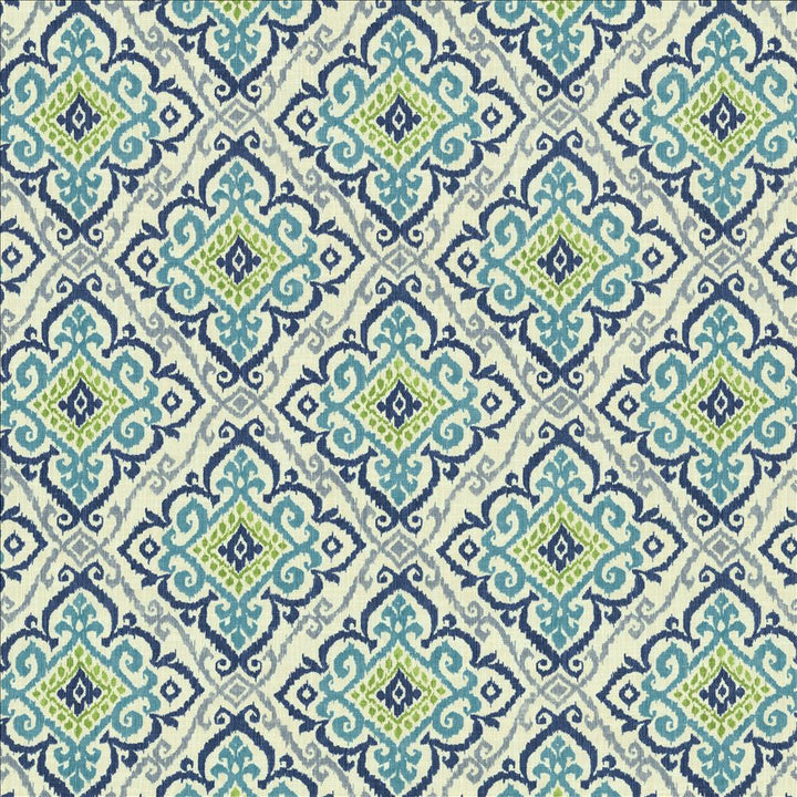 Oswego Capri Blue by Kasmir Designer Fabric 1453 75% Cotton
25% Linen
 PAKISTAN </p><p>Repeat: Horizontal: 13 4/8 inches and Vertical: 25 inches 55 - Swanky Fabrics -