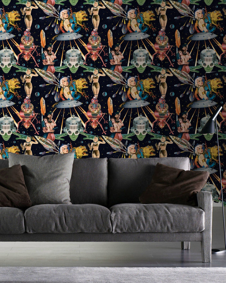 Other Worlds Wallpaper by Mind the Gap Designer Wallpaper WALLPAPER DESIGNER COLLECTION Non-woven Made in Europe Paste the wall 3 rolls x 20.5 x 3.25 yards - Swanky Fabrics -