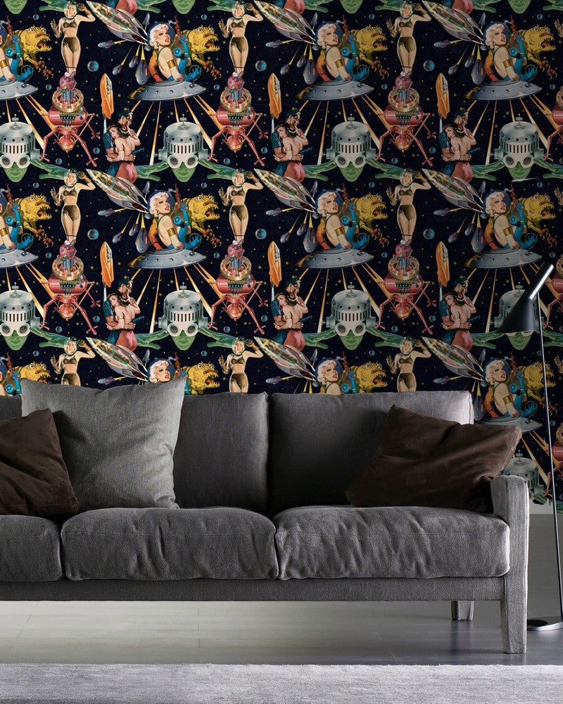 Other Worlds Wallpaper by Mind the Gap Designer Wallpaper WALLPAPER DESIGNER COLLECTION Non-woven Made in Europe Paste the wall 3 rolls x 20.5 x 3.25 yards - Swanky Fabrics -