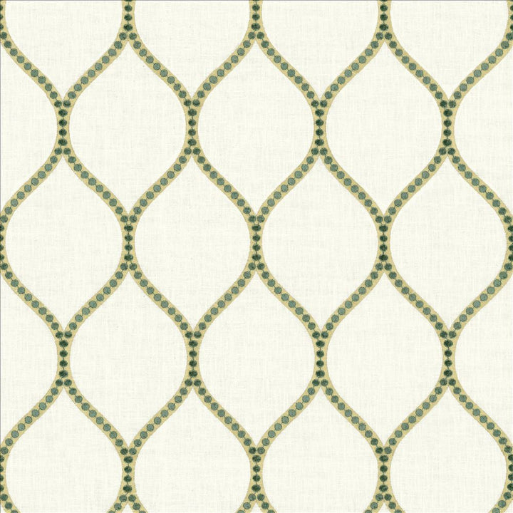 Overlay Teal by Kasmir Designer Fabric 1464 52% Cotton
26% Rayon
18% Polyester
4% Linen
 INDIA 50,000 Wyzenbeek Double Rubs </p><p>Repeat: Horizontal: 4 2/8 inches and Vertical: 7 6/8 inches 52 - Swanky Fabrics -