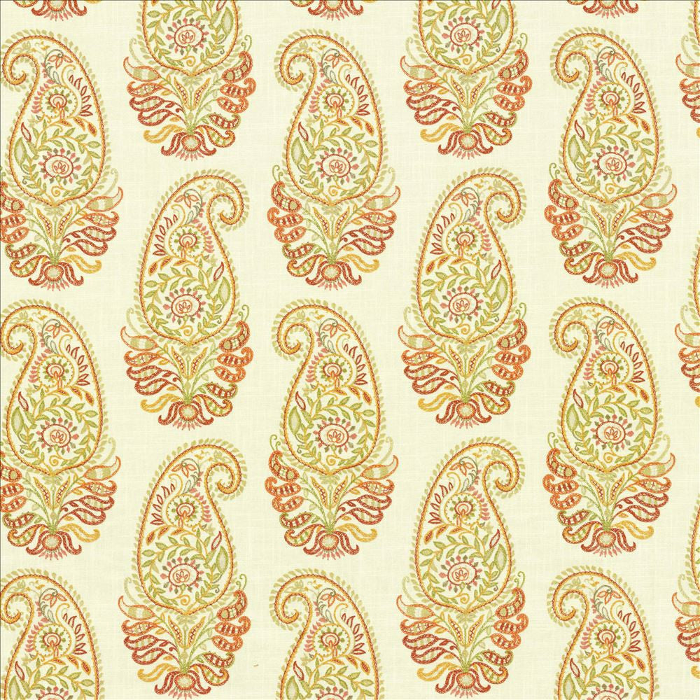 Paisley Shower Harvest by Kasmir Designer Fabric 5121 100% Cotton SPAIN 100,000 Wyzenbeek Double Rubs Horizontal: 13 4/8 inches and Vertical: 13 4/8 inches 54 - Swanky Fabrics -