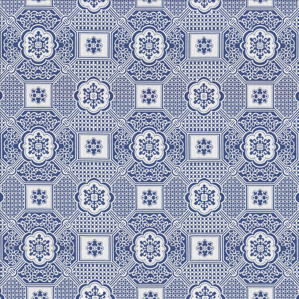 Palatial Maze Blue Jay by Kasmir Designer Fabric 5115 56% Polyester 41% Rayon 3% Flax USA 15,000 Wyzenbeek Double Rubs Horizontal: 13 inches and Vertical: 12 2/8 inches 54 - 55 - Swanky Fabrics -