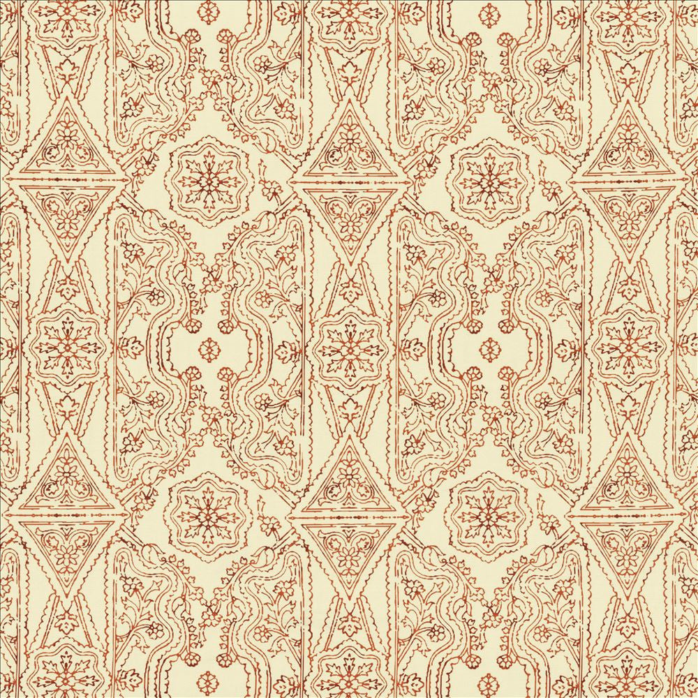 Panwar Burnt Orange by Kasmir Designer Fabric 5155 55% Linen
45% Cotton
 CHINA </p><p>Repeat: Horizontal: 13 5/8 inches and Vertical: 17 inches 54 - Swanky Fabrics -