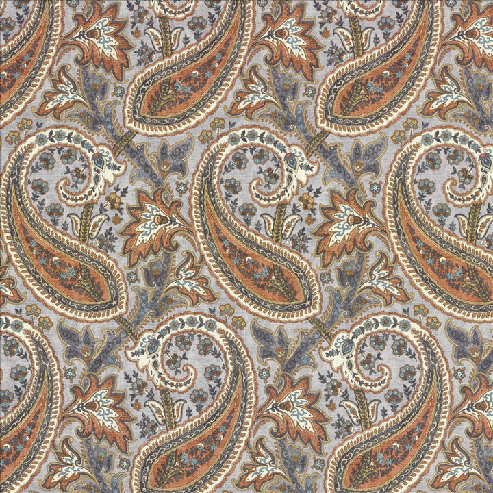 Parisi Paisley Persimmon by Kasmir Designer Fabric 5121 55% Linen 45% Cotton CHINA 27,000 Wyzenbeek Double Rubs Horizontal: 13 4/8 inches and Vertical: 27 inches 53 - Swanky Fabrics -