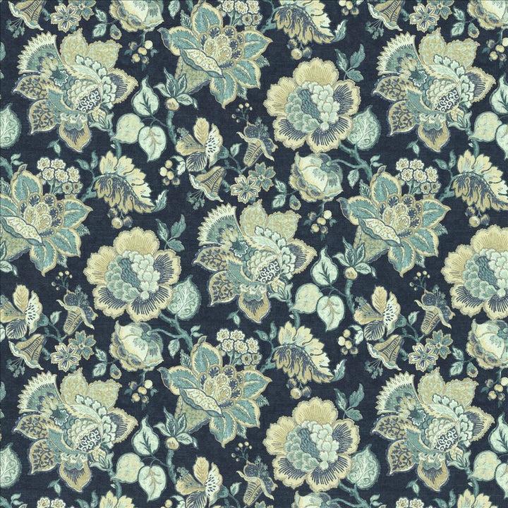 Parisian Park Indigo  by Kasmir Designer Fabric 1454 100% Cotton
 SPAIN 30,000 Wyzenbeek Double Rubs Horizontal: 27 inches and Vertical: 27 inches 54  - Swanky Fabrics -