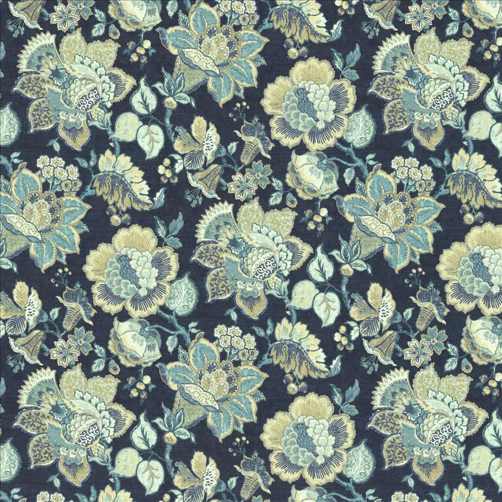 Parisian Park Indigo by Kasmir Designer Fabric 1454 100% Cotton
 SPAIN 30,000 Wyzenbeek Double Rubs </p><p>Repeat: Horizontal: 27 inches and Vertical: 27 inches 54 - Swanky Fabrics -