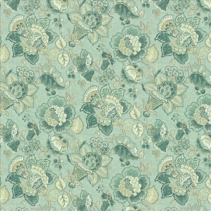 Parisian Park Seafoam by Kasmir Designer Fabric See sample 100% Cotton
 SPAIN 30,000 Wyzenbeek Double Rubs </p><p>Repeat: Horizontal: 27 inches and Vertical: 27 inches 54 - Swanky Fabrics -