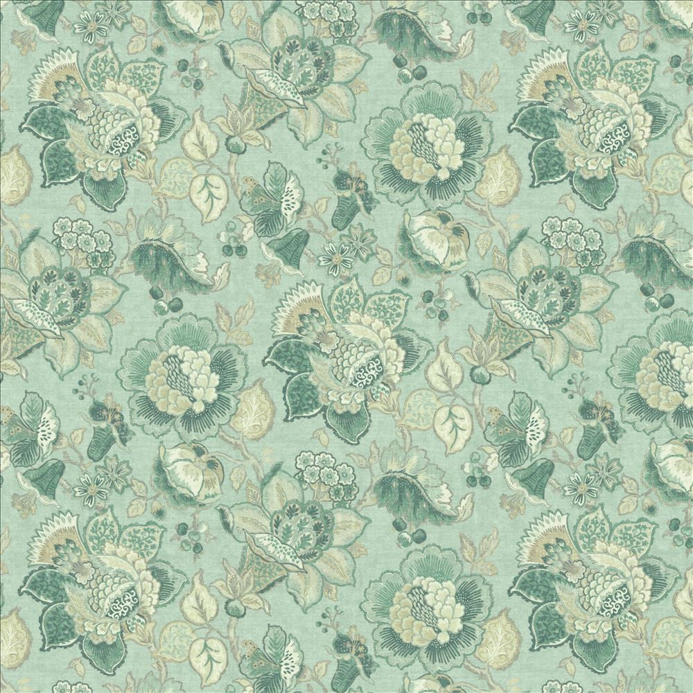 Parisian Park Seafoam by Kasmir Designer Fabric 1453 100% Cotton
 SPAIN 30,000 Wyzenbeek Double Rubs </p><p>Repeat: Horizontal: 27 inches and Vertical: 27 inches 54 - Swanky Fabrics -