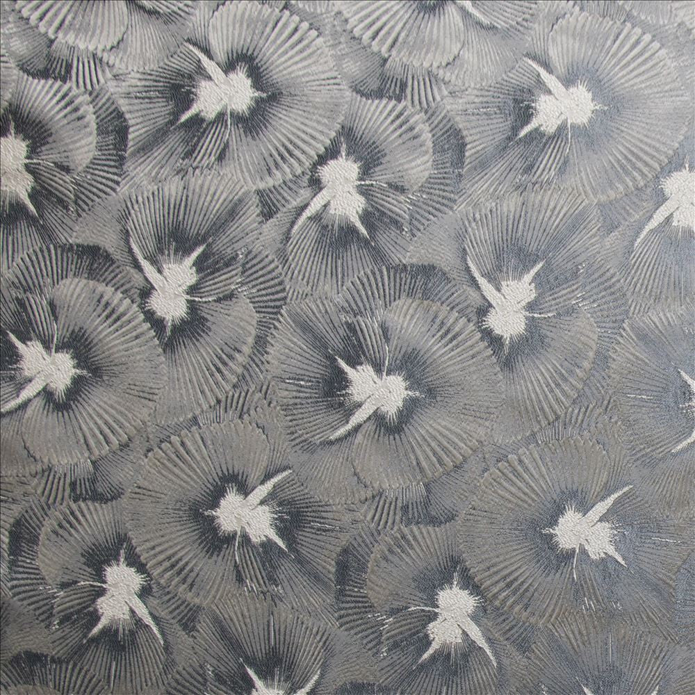 Pegomas Pewter  by Kasmir Designer Fabric 1476 100% Polyester  INDIA  </p><p>Repeat: Horizontal: 9 2/8 inches and Vertical: 22 inches 54  - Swanky Fabrics -