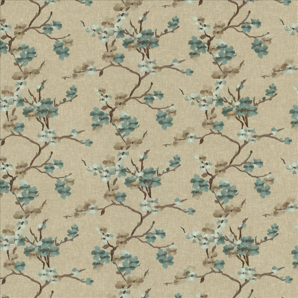 Picturesque Lagoon by Kasmir Designer Fabric 1450 73% Cotton 27% Polyester INDIA 15,000 Wyzenbeek Double Rubs Horizontal: 25 2/8 inches and Vertical: 18 5/8 inches 54 - Swanky Fabrics -