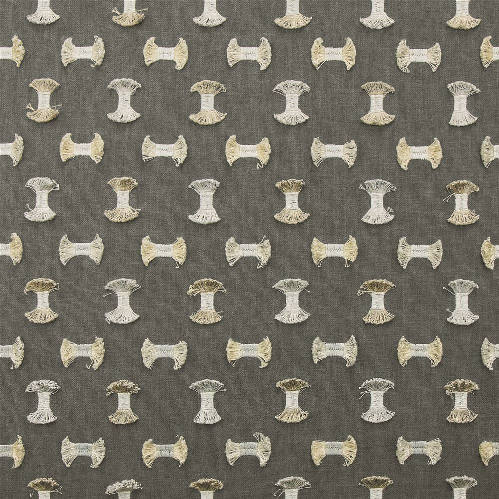 Playful Gunmetal by Kasmir Designer Fabric 1470 50% Cotton
50% Polyester
 INDIA 25,000 Wyzenbeek Double Rubs </p><p>Repeat: Horizontal: 5 2/8 inches and Vertical: 6 2/8 inches 55 - Swanky Fabrics -