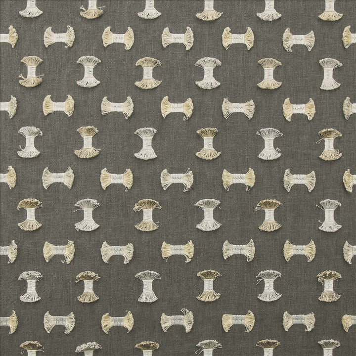 Playful Gunmetal by Kasmir Designer Fabric 1470 50% Cotton
50% Polyester
 INDIA 25,000 Wyzenbeek Double Rubs </p><p>Repeat: Horizontal: 5 2/8 inches and Vertical: 6 2/8 inches 55 - Swanky Fabrics -